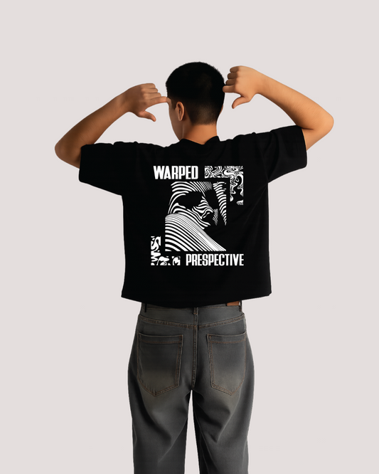Warped Perspective Black Oversized Tee
