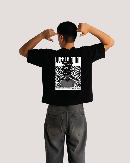 Overthinking Black Oversized Tee